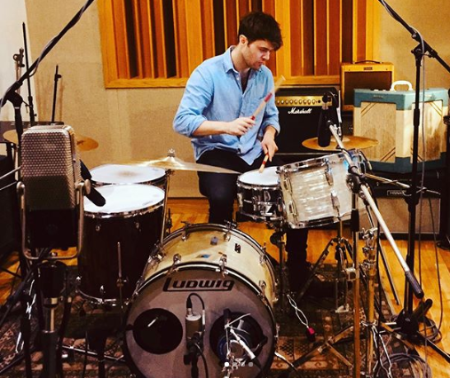 Joey Batey recording in studio